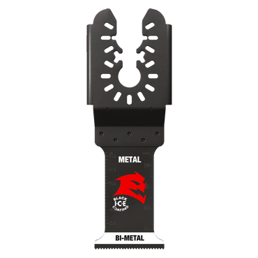 The Diablo DIABLO DOU125BF3 1-1/4 in. Steel Demon™ Universal Fit Bi-Metal Oscillating Blades for Metal (3-Pack) feature a black blade with a red dragon logo, ultra-hardened cutting edge, universal fitment, measurement markings, and the phrases Black Ice and PATENTED.
