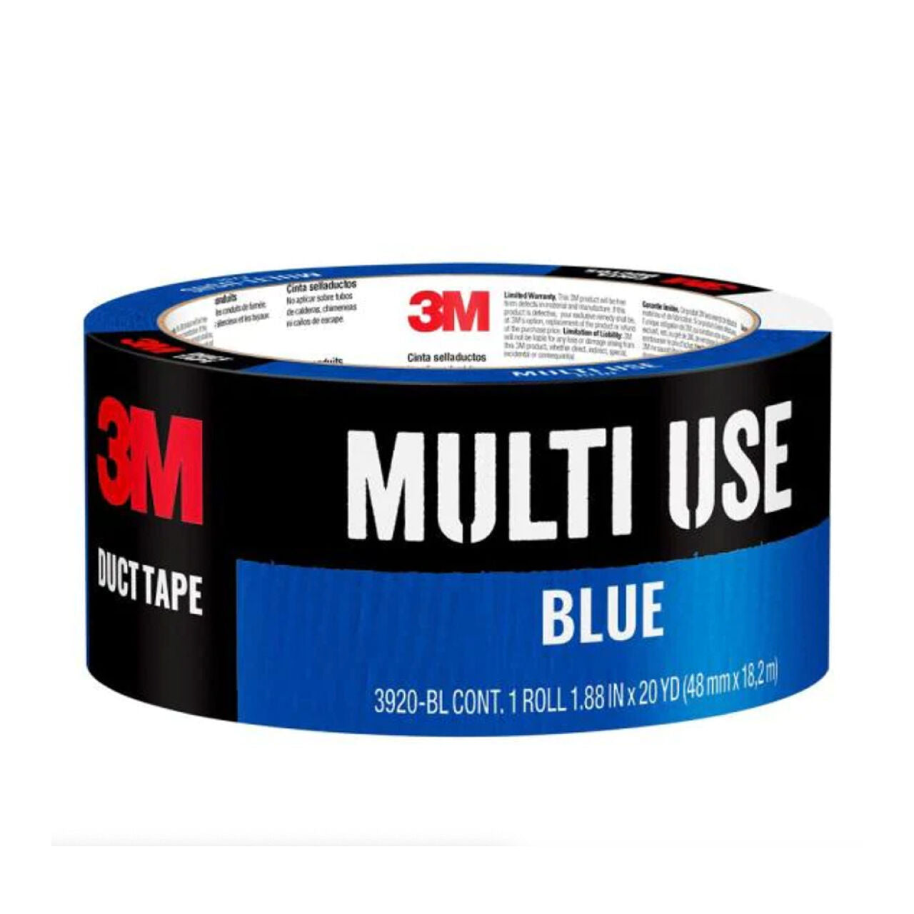 A roll of Go Build 1.88 in. x 20 yds. Multi-Use Duct Tape - Blue features a strong adhesive and is ideal for various tasks, with the brands logo on display.