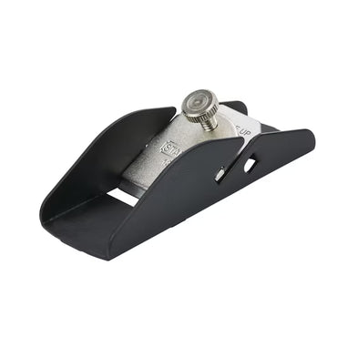 The STANLEY SMALL TRIMMING PLANE is a compact woodworking hand tool with a black body and silver blade adjustment knob, designed for precision trimming and shaping of wood surfaces.