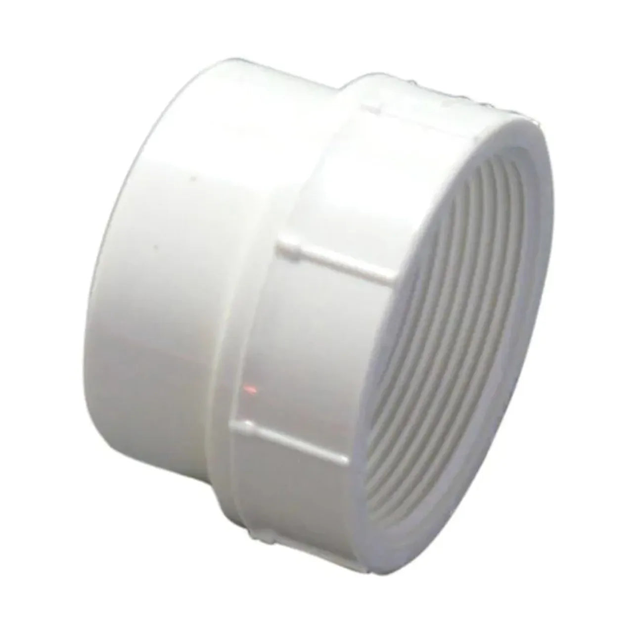 The Go Build 1-1/2 in. PVC DWV Street Spg x FPT Adapter is a white plastic connector for PVC pipes, shown against a plain white background.
