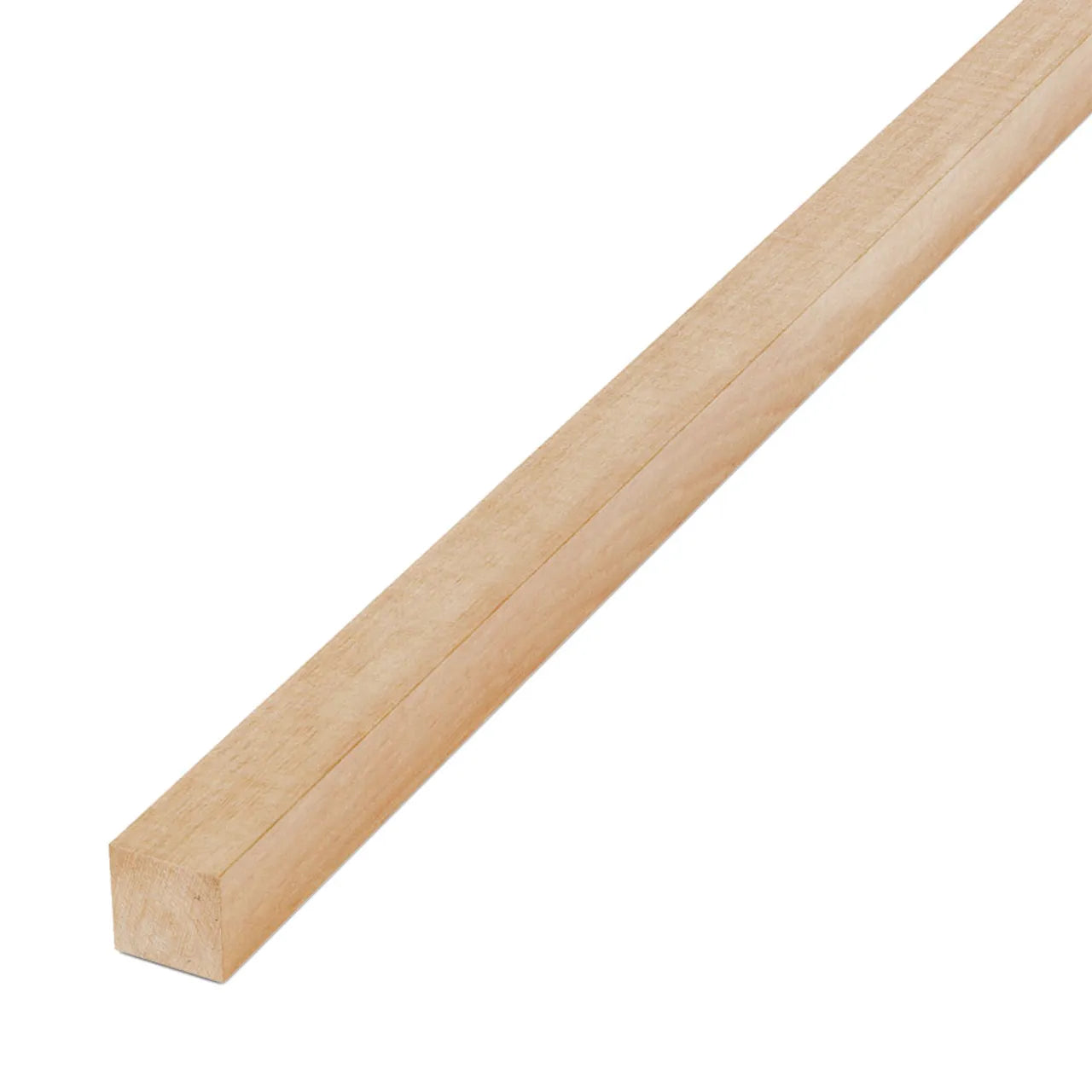 A Go Build 2 in. x 2 in. x 8 ft. Strapping Lumber, an untreated, light-colored wooden rod with a square cross-section, is displayed against a white background.