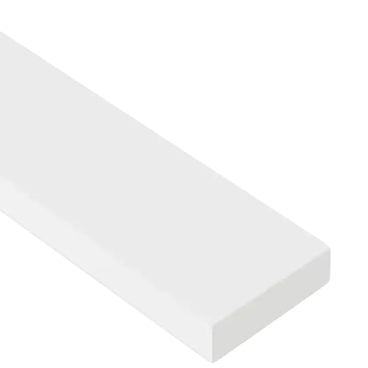 The Go Build 3/4 in. x 5-1/2 in. x 8 ft. PVC Composite Traditional Trim in white features clean, smooth edges and is shown on a plain white background—an ideal low-maintenance trim solution for any project.