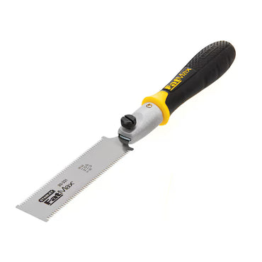 The STANLEY® FATMAX® Flush Cut Pull Saw by STANLEY features a thin, straight serrated blade and black and yellow ergonomic handle, making it ideal for precise flush woodworking cuts.