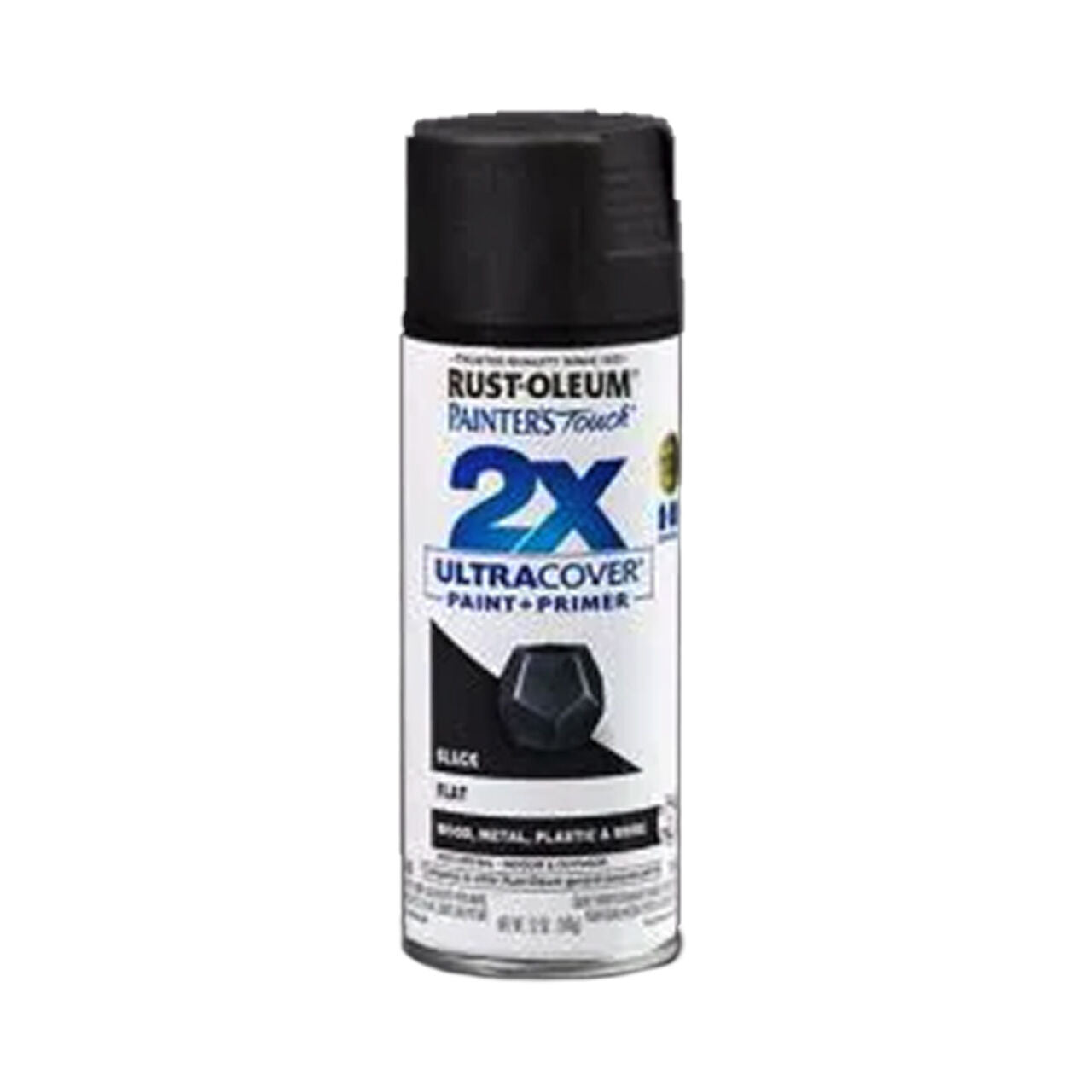 A 12 oz. can of Go Build, The Fastest Way To Build General Purpose Spray Paint in Flat Black, ideal for wood, metal, plastic, and more; delivers a smooth flat finish with a black cap and label.