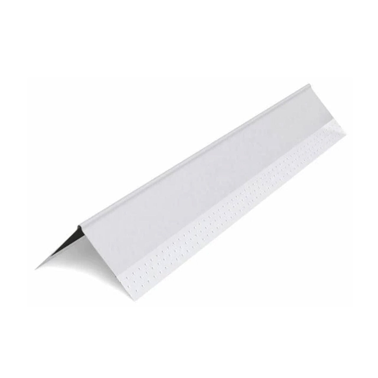 The Go Build 2-1/2 in. x 8 ft. Paper-Faced Super-Wide Corner Bead, a drywall accessory with a perforated edge, is ideal for reinforcing and finishing corners in drywall installations, shown here on a plain white background.