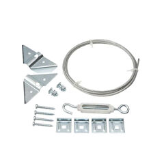 The Go Build Anti-Sag Gate Kit includes two triangular brackets, screws, four square plates, a coiled steel cable, and a turnbuckle—everything you need to prevent wood gate sag. The Fastest Way To Build!.