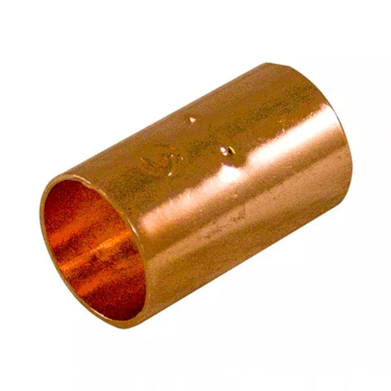The Go Build 1/2 in. Copper Coupling All Slip is a smooth, cylindrical fitting with open ends designed to join two copper pipes in water supply systems.