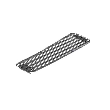 A black metal mesh tray with raised edges, perfect for organizing small items like woodworking tools or a STANLEY 5-1/2 IN SURFORM® POCKET FINE CUT REPLACEMENT BLADE.