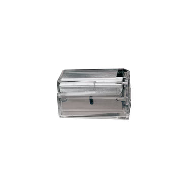 A transparent, rectangular plastic storage box with a pull-out drawer from STANLEY, designed for organizing STANLEY® Glass Scraper Blade x10, shown against a plain white background.