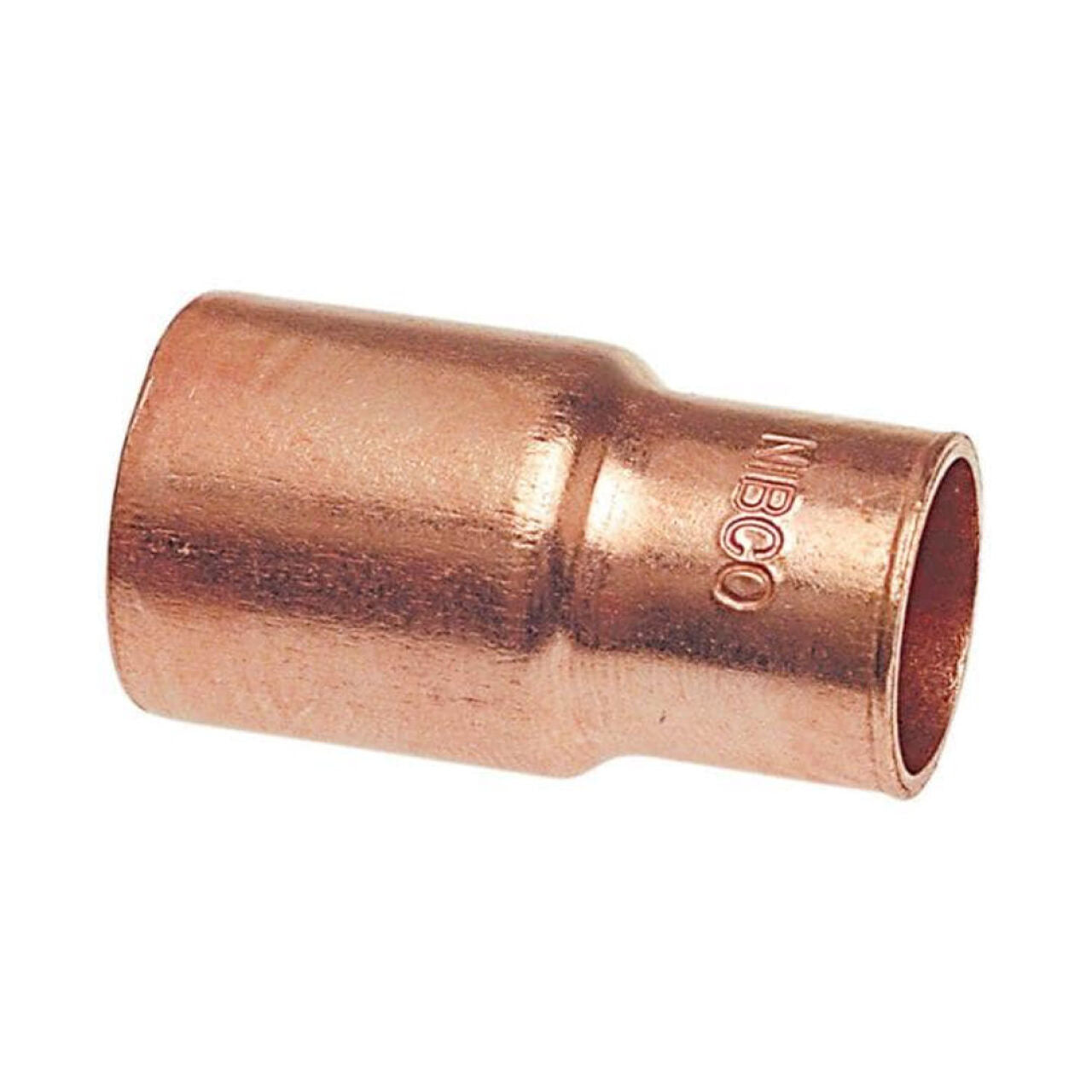 The Go Build 3/4 in. x 1/2 in. Copper Reducing Coupling (Cup x Cup) connects pipes of different sizes in plumbing systems like potable water or air conditioning installations; features a slightly tapered design for secure fit.