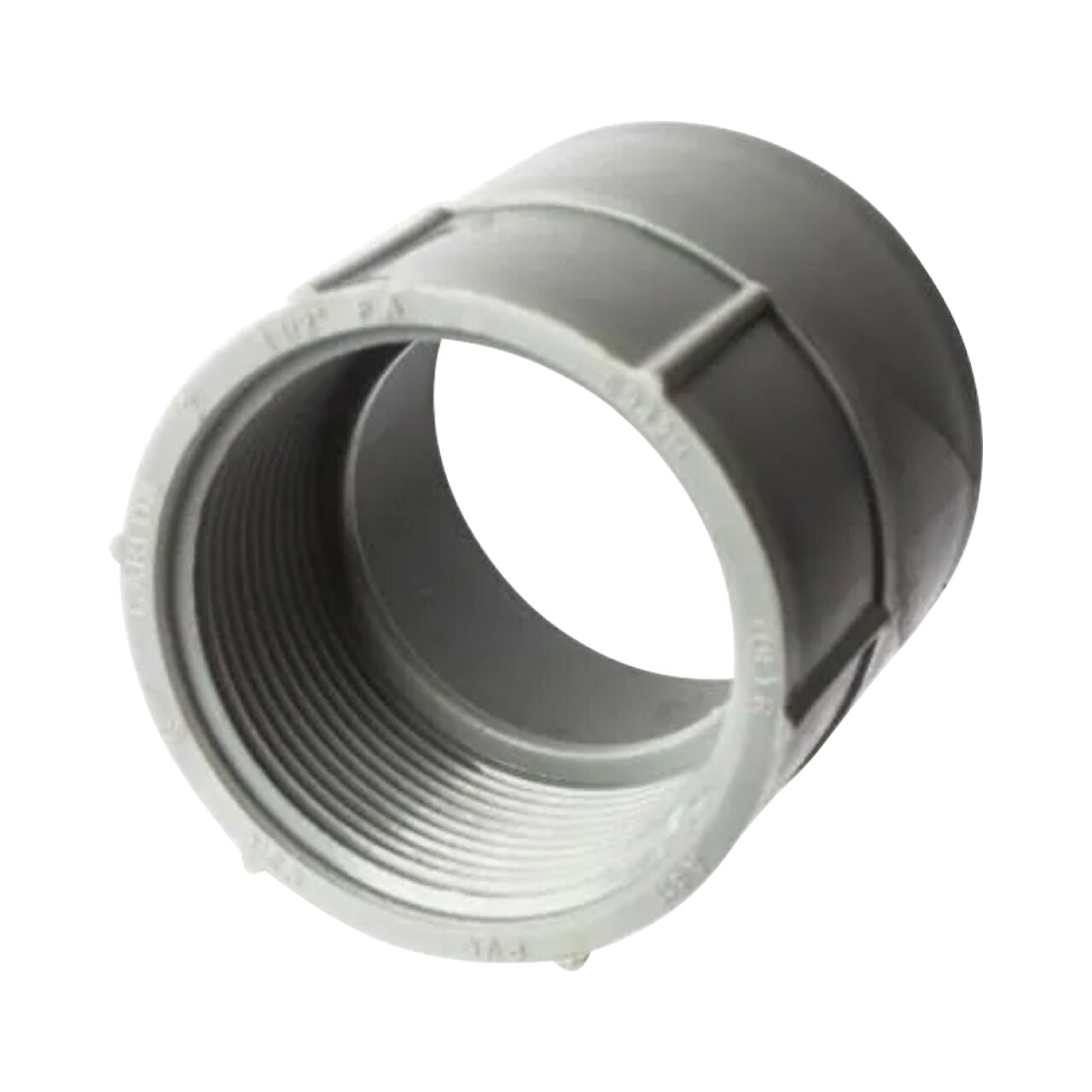 The Go Build 3 in. Female Adapter - Non-Metallic features internal threading and is designed to join two pipes together in plumbing or irrigation systems.