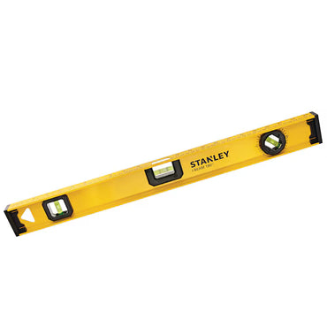 The STANLEY 24 in 180° I-Beam Level is perfect for construction, featuring three bubble vials for accurate vertical, horizontal, and 45° measurements—a reliable tool for any project.