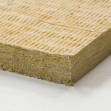 A close-up of the Owens Corning R15 Thermafiber Fire and Sound Guard 15 in. x 47 in. Mineral Wool Insulation Batt highlights its fibrous, yellowish-brown texture and grid-patterned surface for top noise control and thermal performance.