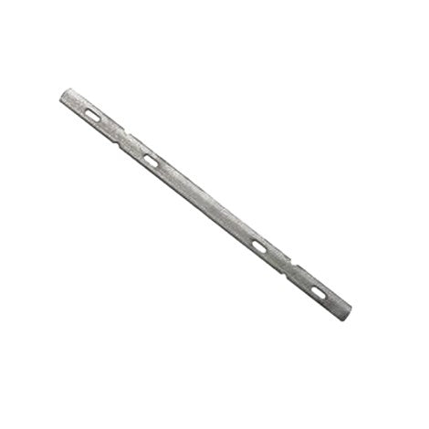 The Go Build 8 In. X-Flat Tie (100 Pc), from The Fastest Way To Build, is shown on a white background. This product is made of high-strength steel and features evenly spaced oval holes along its length for versatile use.