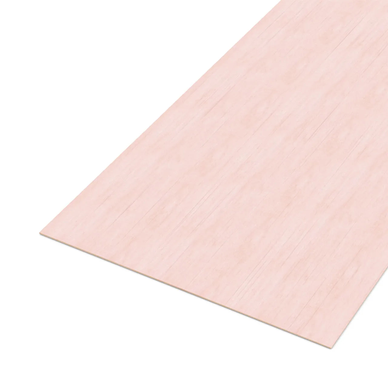 The Go Build 5 mm x 4 ft x 8 ft Poplar Sanded Plywood features a light pink finish, smooth texture, subtle grain patterns, and durable 5-ply construction, perfect for your projects.