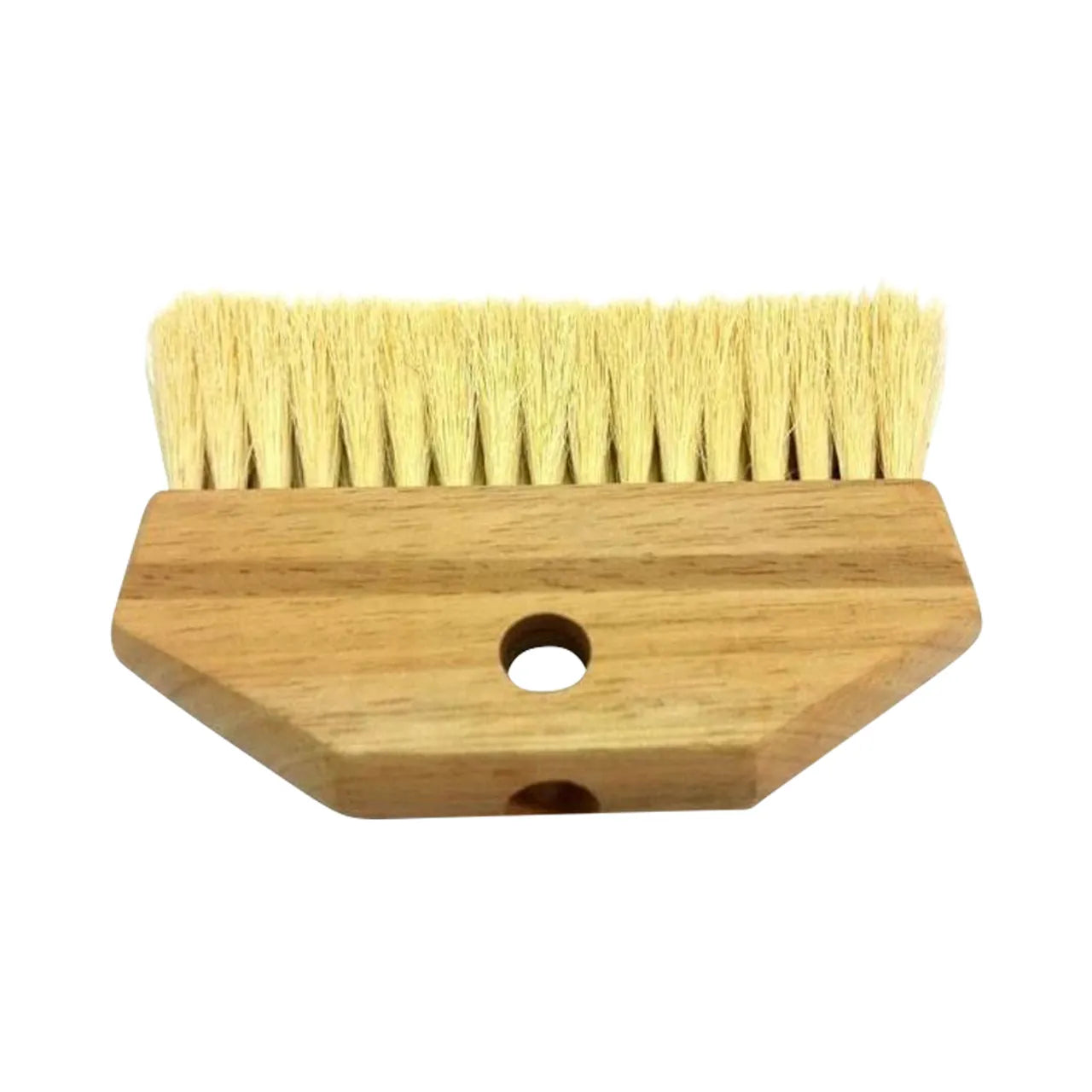 The Go Build 7 in. Acid Brush features beige bristles, a natural wooden handle with a center hole for hanging, combining durability and convenience from The Fastest Way To Build brand.