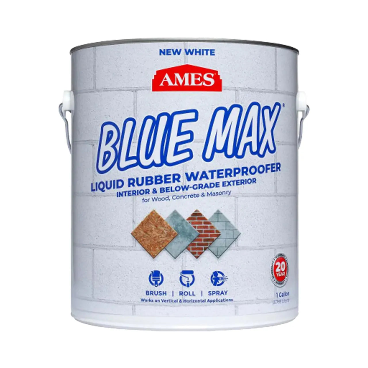 The Blue Max 1 gal. Liquid Rubber Waterproofer - White by Go Build, The Fastest Way To Build, is ideal for basement foundations and mold prevention on wood, concrete, and masonry. For interior/exterior use; applies by brush, roller, or spray.