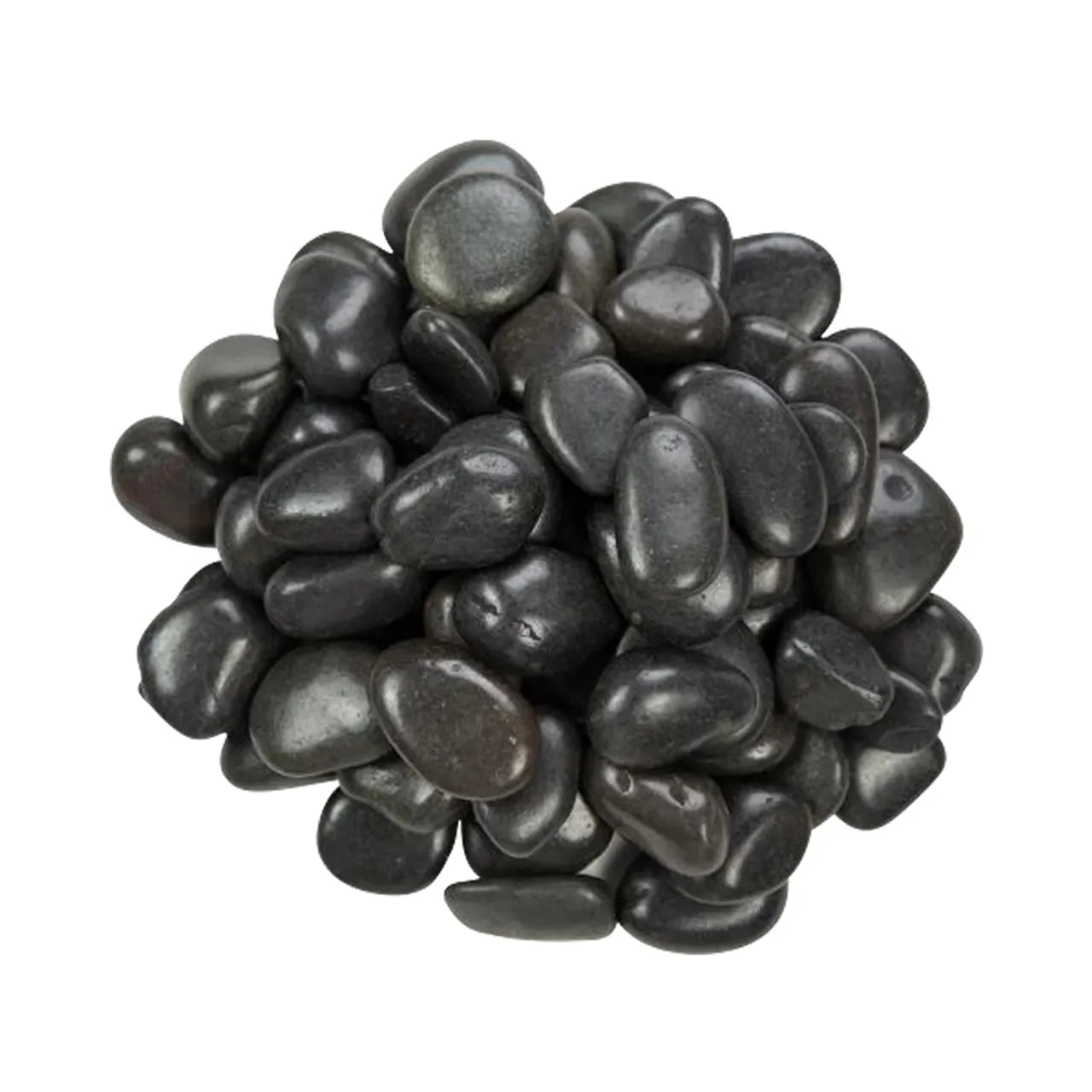 A 30 lb. bag of Go Build Ash 0.5 cu. ft. 1–2 in. Beach Pebbles, smooth and polished, arranged closely together on a white background.