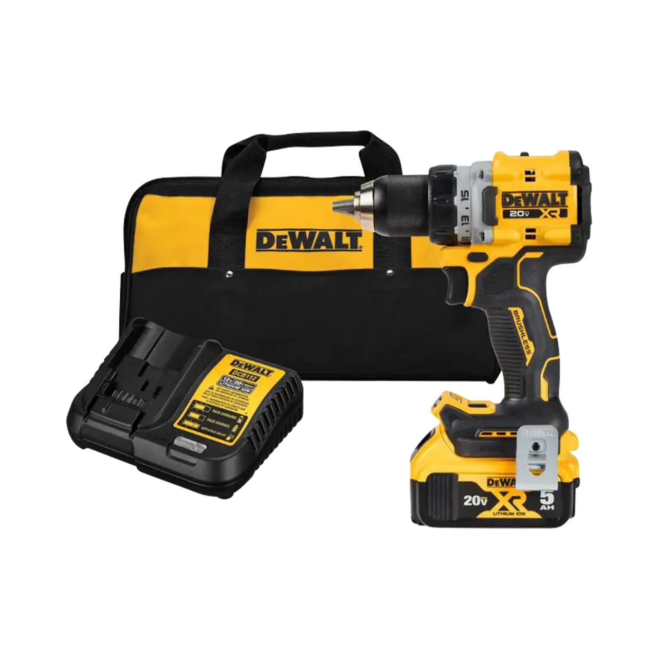 The Go Build 20V MAX XR Lithium-Ion Cordless Compact 1/2 in. Drill/Driver Kit includes a drill, battery, charger, and carrying bag—everything you need to get started fast.