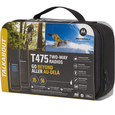 Motorola Solutions Talkabout T475 Extreme Two-Way Radio Black W/Yellow Rechargeable Two Pack