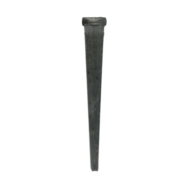 A single dark-toned GRIP-RITE 10CUTMAS1 3 in. 10D Tempered Hardened Steel Cut Masonry Nail is on a plain white background, tapering to a point with a flat end, ideal for attaching wood to concrete.