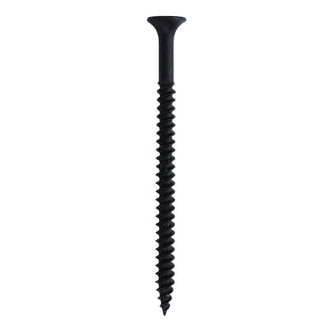 The image features a single GRIP-RITE 212DWS25M screw from Grip-Rite, black with a phosphate coating, sitting on a white background. It has a flat bugle head and sharp, fine-threaded point for secure fastening.