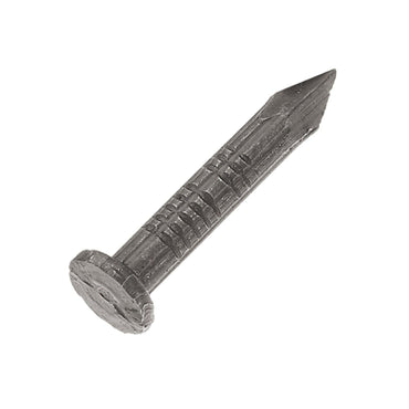A single GRIP-RITE 312TFMAS1 #8 x 3-1/2 in. Fluted Masonry Nail with a flat head, pointed tip, and fluted shaft for better grip, isolated on a white background.