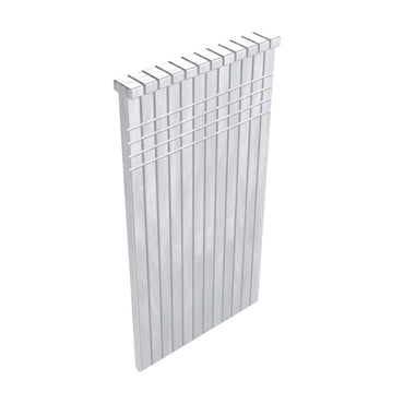 The GRIP-RITE GRF16112 1-1/2 in. 16-Gauge Electrogalvanized Collated Finish Nails by Grip-Rite, with modern vertical slat wall design in light gray, offer a sleek look for interior finishes. The evenly spaced slats are securely fastened and displayed on a white background for a contemporary appeal.