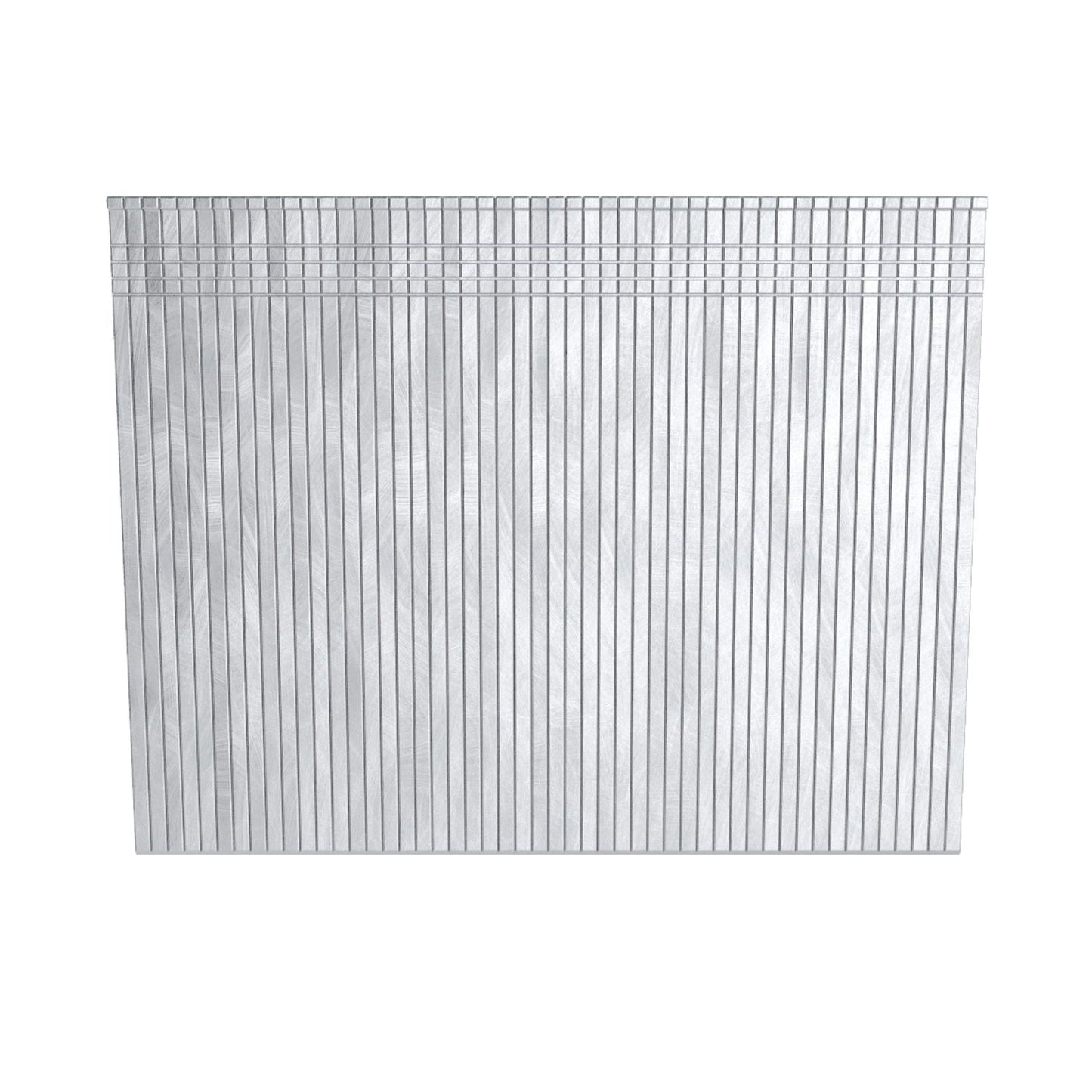 A smooth, rectangular sheet of GRIP-RITE electrogalvanized finish nails with evenly spaced lines, ideal for interior applications, is set against a plain white background.