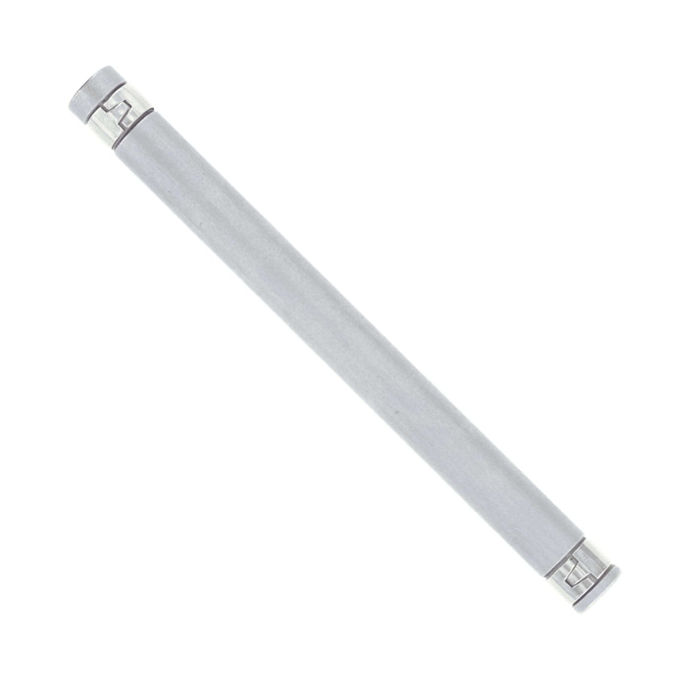 The DIABLO DMAPL2960 SDS-Plus Concrete Anchor Drive Sleeve, a silver cylindrical item with a slightly tapered body and rounded ends, lies diagonally on a white background.