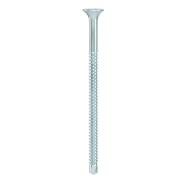 A single Pro-Twist PRO-TWIST NHWD101121 #10 x 1-1/2 in. zinc-plated screw with a self-drill hex washer head, set against a plain white background—a sleek example of premium fastening solutions.