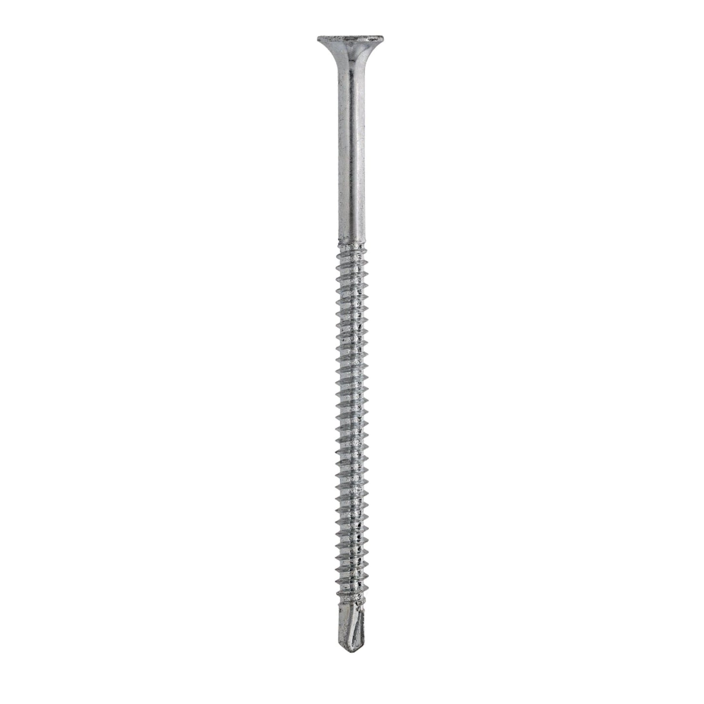 A single Pro-Twist PRO-TWIST NSDZ3005 #8 x 3 in. Zinc Plated #2 Phillips Bugle Head Fine Thread Drywall Screw is vertically positioned against a plain white background.