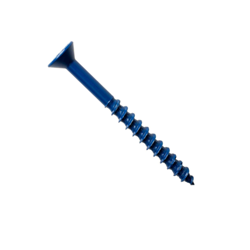 A lone Titen Turbo screw from the Simpson Strong-Tie brand, featuring a flat head and sharp tip, is showcased on a white background, ensuring exceptional holding power.