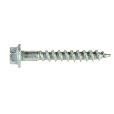 The image features a #9 x 1-1/2 in. 1/4-Hex Drive Simpson Strong-Drive Galvanized Structural Connector Screw with a hexagonal head and sharp threads, against a white background, highlighting the precision and reliability of Simpson Strong-Tie products.
