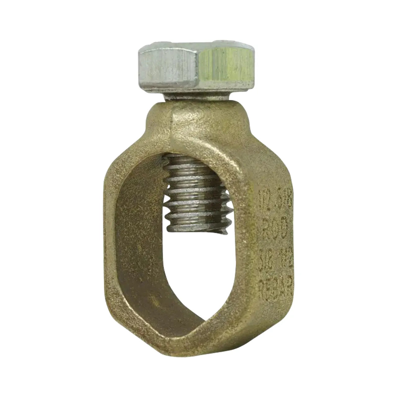 The Go Build 5/8 in. grounding rod or 1/2 in. rebar ground rod clamp connects #10 SOL/STR to #2 STR wire for direct burial in electrical systems, ensuring secure ground connections for rods, pipes, or rebar.