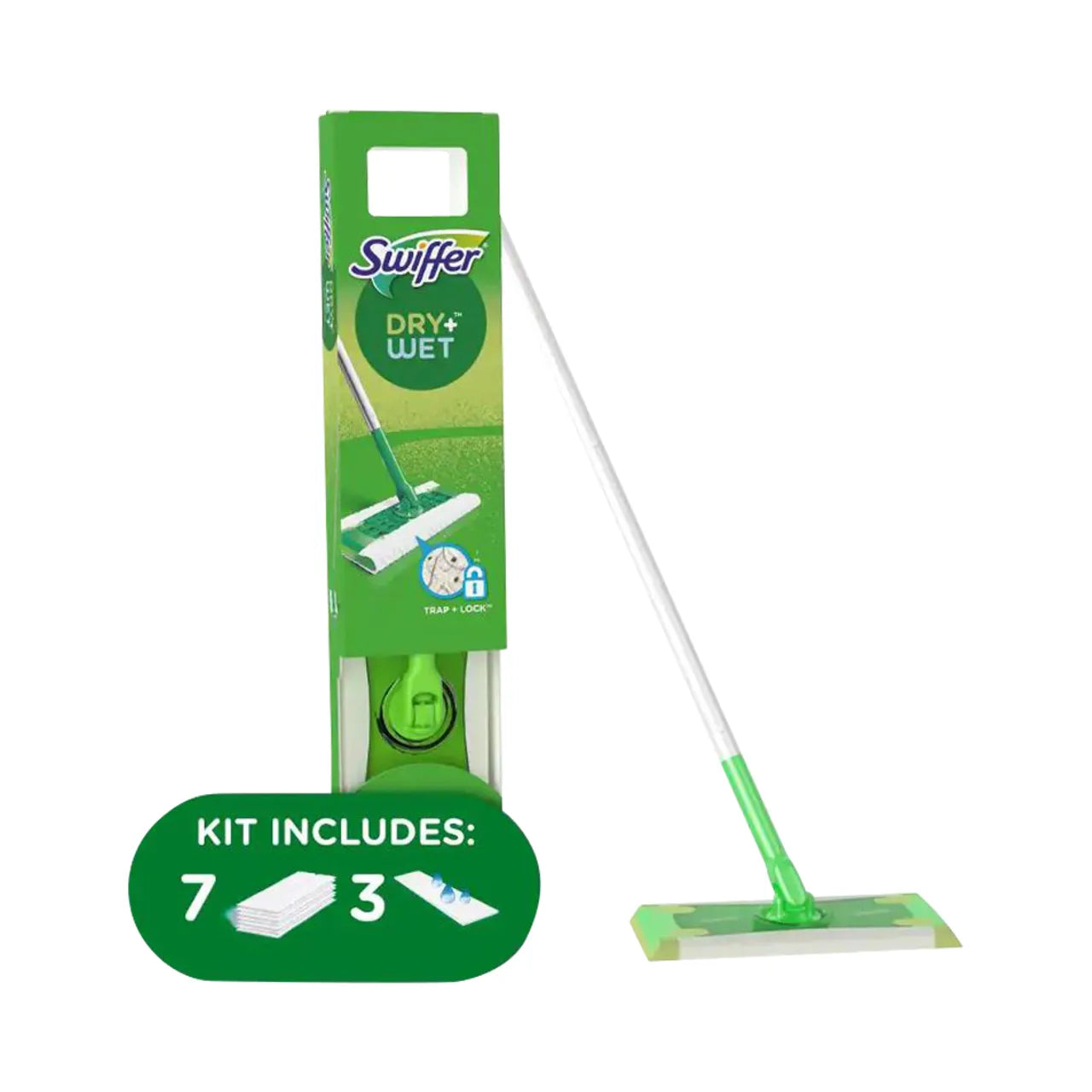 The Go Build Sweeper 2-in-1 Dry and Wet Multi-Surface Mopping Starter Kit includes 1 mop and 10 refills, perfect for versatile cleaning.