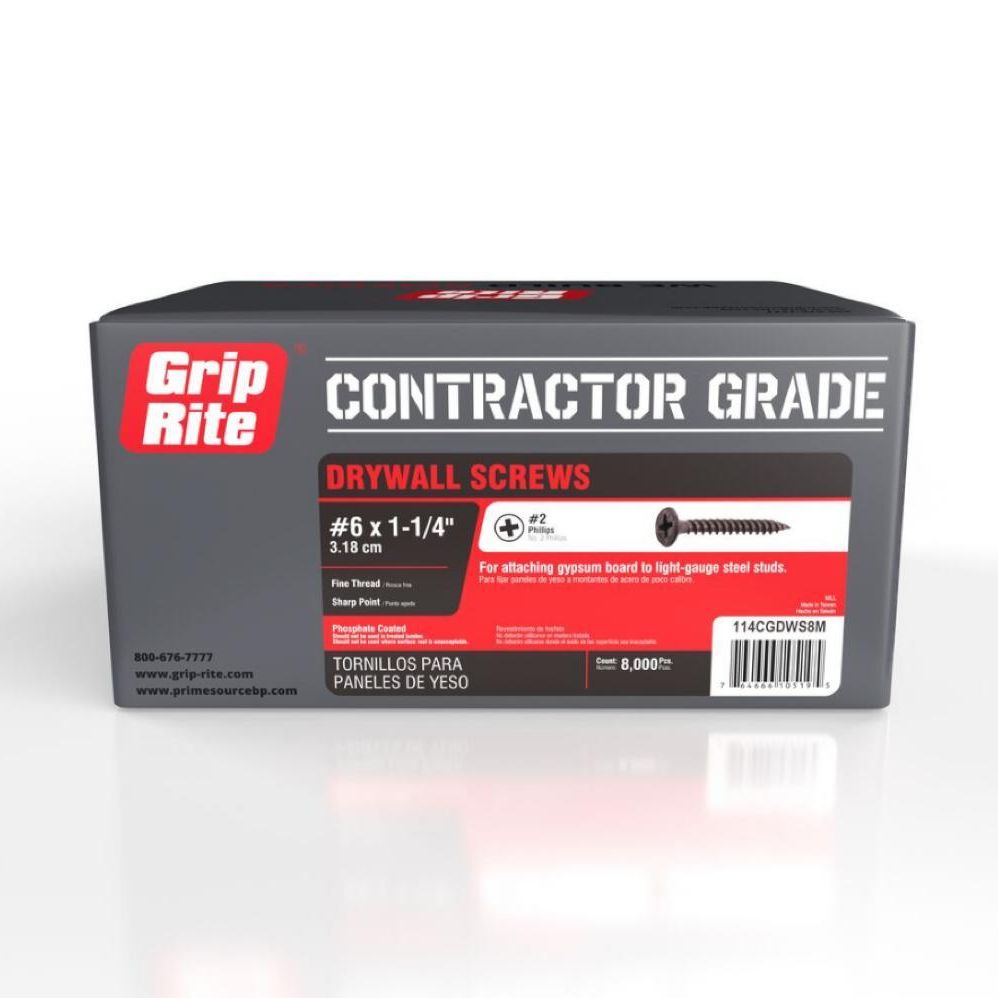 #6 x 1-1/4 in. CG Phillips Head Fine Thread Sharp Point Drywall Screws (25 lb./Pack) - Go Build, The Fastest Way To Build