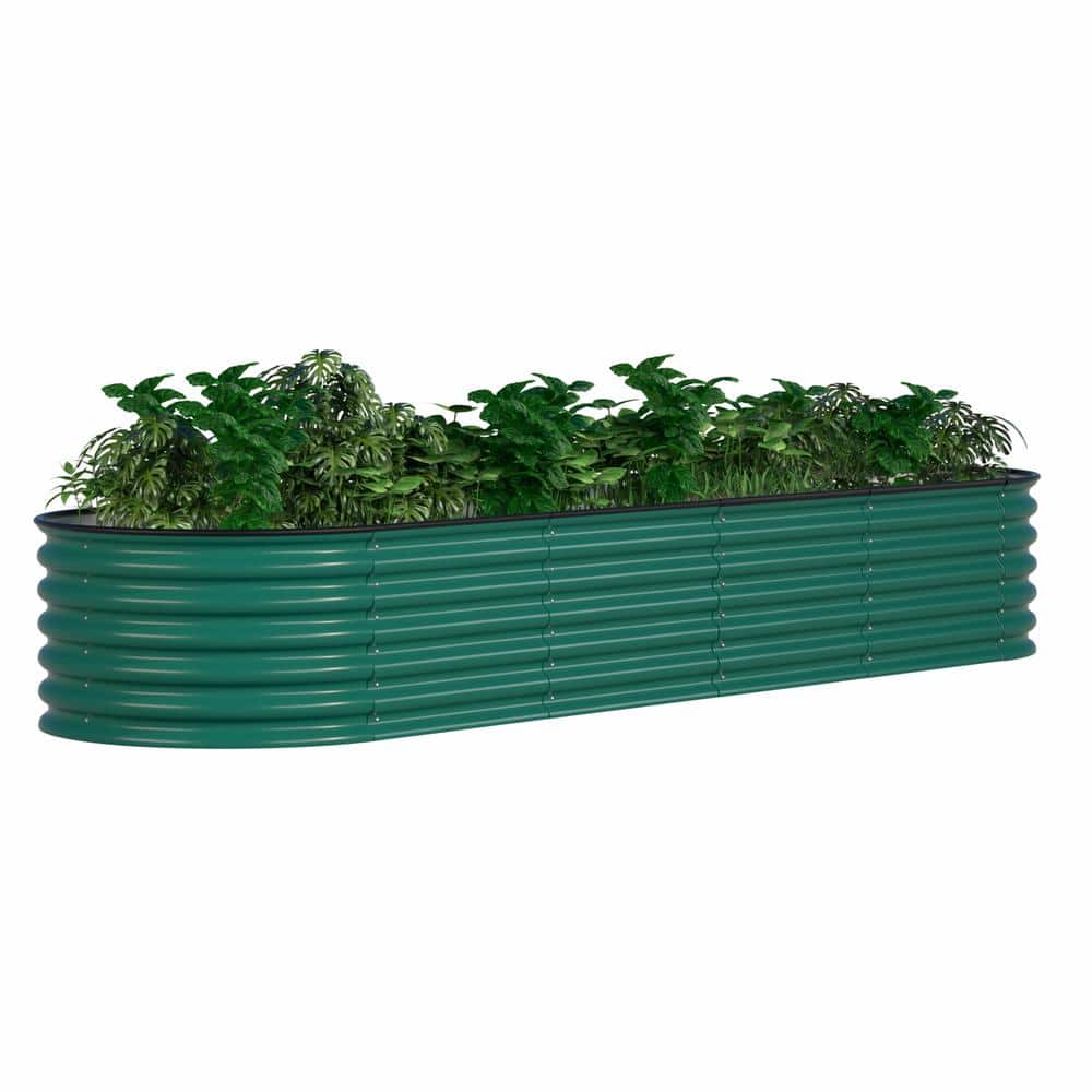 8 Ft. X 2 Ft. X 1.4 Ft. Galvanized Raised Garden Bed 9-In-1 Planter Box Outdoor, Dark Gray
