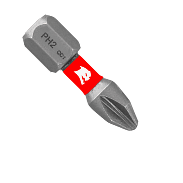 The Diablo DPH21P2 1 in. #2 Phillips Drive Bits (2-Pack) features a red band with a white wolf logo near the base for MaxTorque Zone performance, displayed against a plain white background.