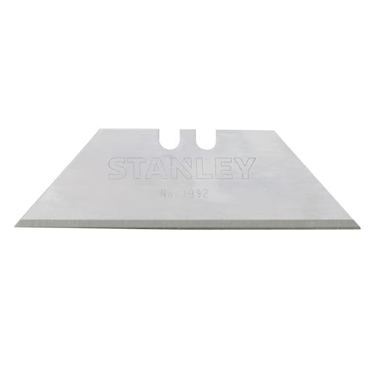 A pack of five STANLEY 1992® Heavy-Duty Utility Blades with straight edges and notched tops—perfect replacement blades for STANLEY 1992 utility knives.