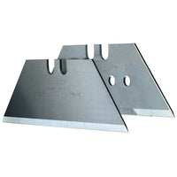 Two STANLEY 1992® Heavy-Duty Utility Blades from a 5 PK, featuring sharp edges, stand upright and slightly overlap against a white background.