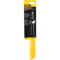 The STANLEY® Jab Saw, 6TPI, features a yellow handle and serrated blade, packaged in black and yellow branded cardboard—ideal for cutting drywall or plasterboard.