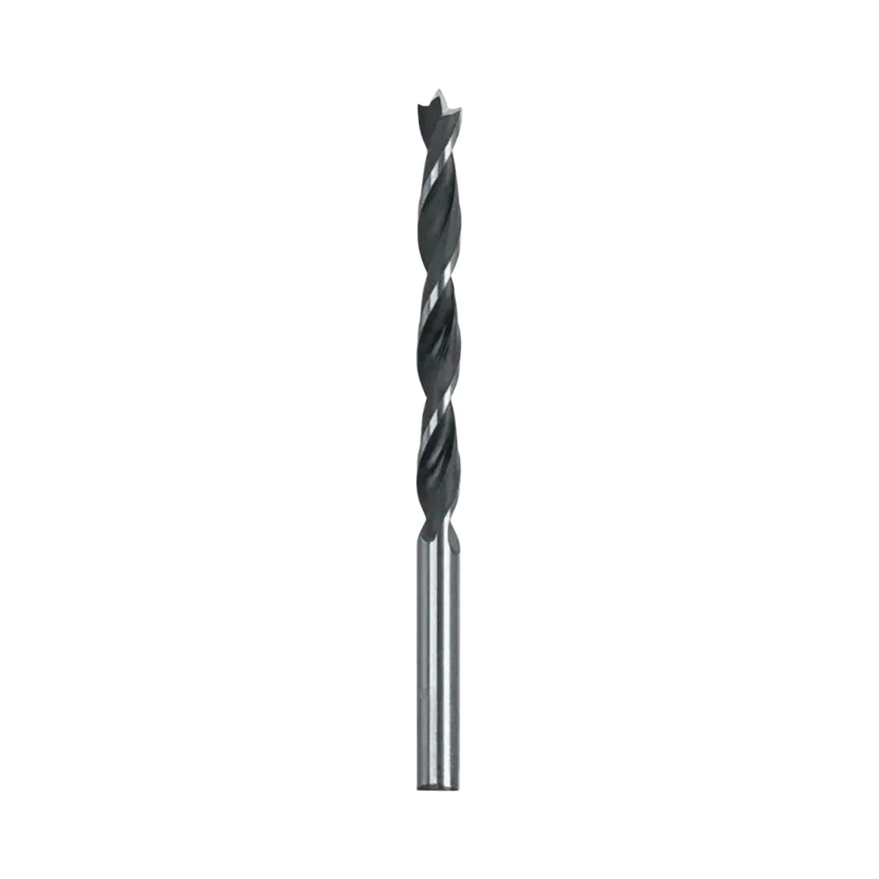 The Go Build 5/16 in. Steel Brad Point Drill Bit features a silver shank and spiral black cutting section, shown vertically on a white background.