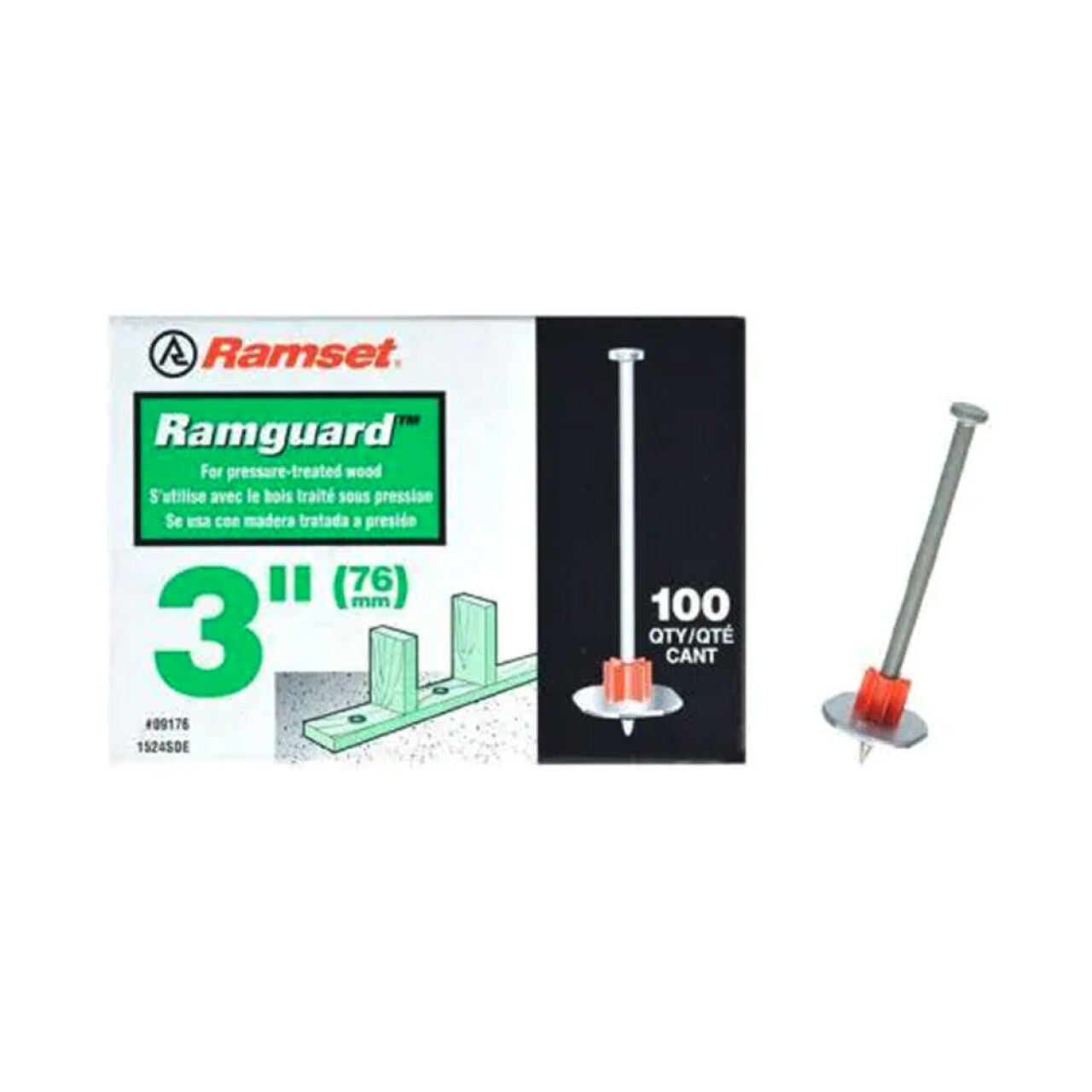 Ramguard 3 in. Drive Pins with Washers (100/Pack)