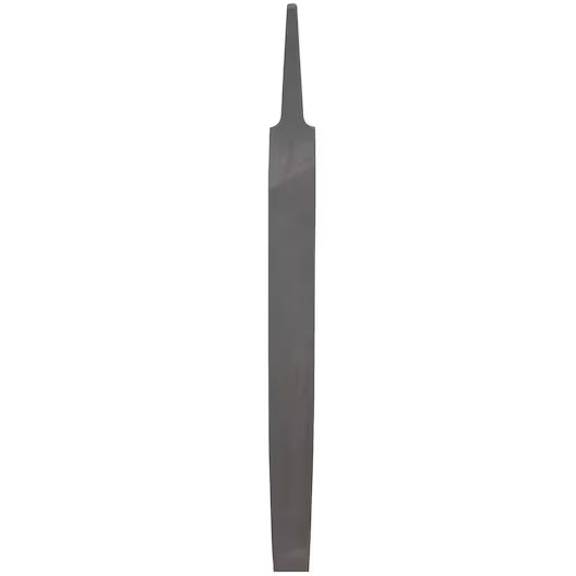 The STANLEY 22-171 Single-Cut Flat Mill Bastard File 8 in. is a precision hand tool with a tapered tang, rectangular single-cut body, and sharp edges, ideal for smoothing or shaping metal or wood.