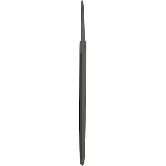 The STANLEY 6 IN SINGLE-CUT SLIM TAPER FILE features a pointed tip and three flat sides, perfect for smoothing or shaping metal or wood with precision.
