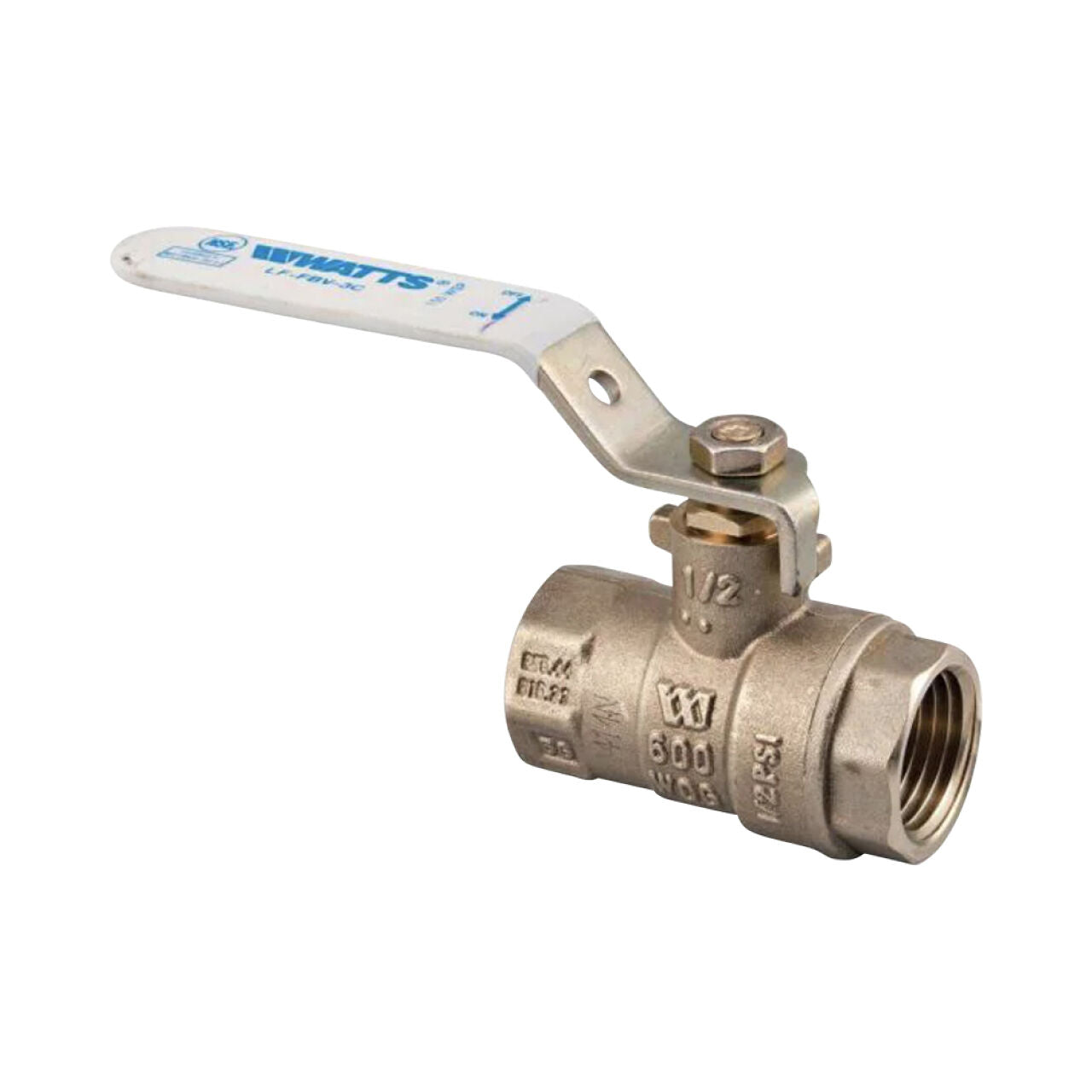A Go Build 3/4 in. brass sweat x sweat full port solder ball valve, with a metal lever handle and engraved markings on the lead-free body, for easy copper pipe connection—The Fastest Way To Build.