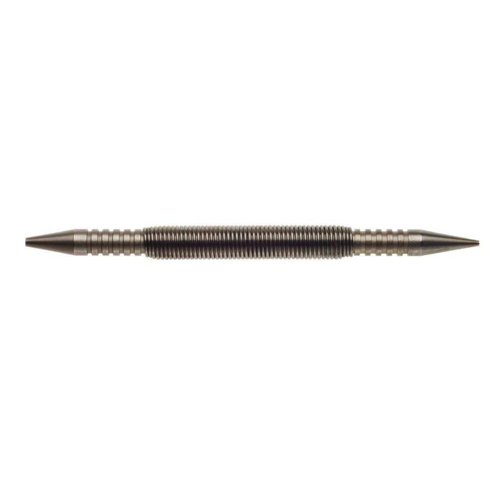 The SPRING TOOLS 32R12-1 Combination Center Punch and 1/32 in. & 2/32 in. Nail Set features a ridged center grip and pointed tips on both ends, shown here against a white background.