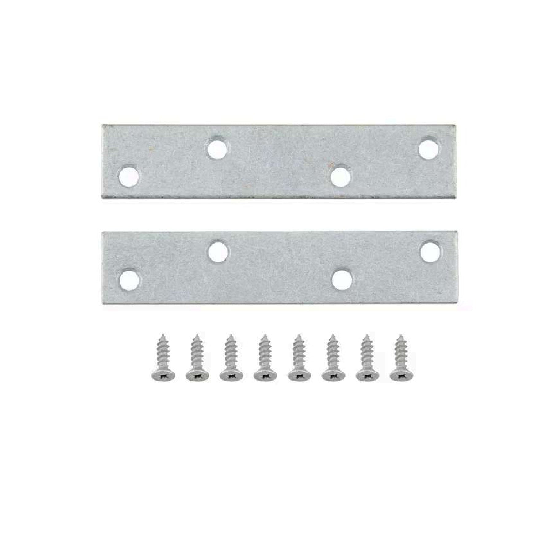 The G FORCE 40516 5 in. zinc plated mending plates (4 per pack) with included screws are shown arranged parallel on a white background—perfect for wood repair projects.