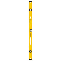 The STANLEY 48 in I-Beam 180 Level is a yellow, rectangular tool with three bubble vials, black end caps, and a central white handle—perfect for professional construction use. The STANLEY logo is prominently displayed.